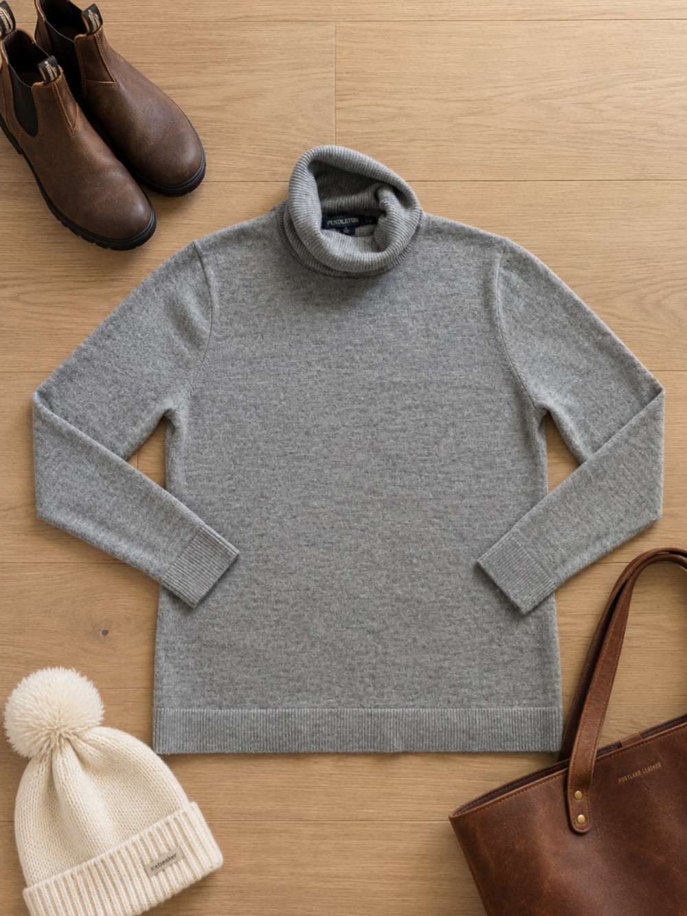 Pendleton 100% Merino Wool Turtleneck Women's XL Gray Base Layer Outdoor